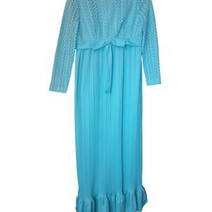Vintage Aqua Blue Mermaidcore Soft Girl Coquette Maxi Dress READ
